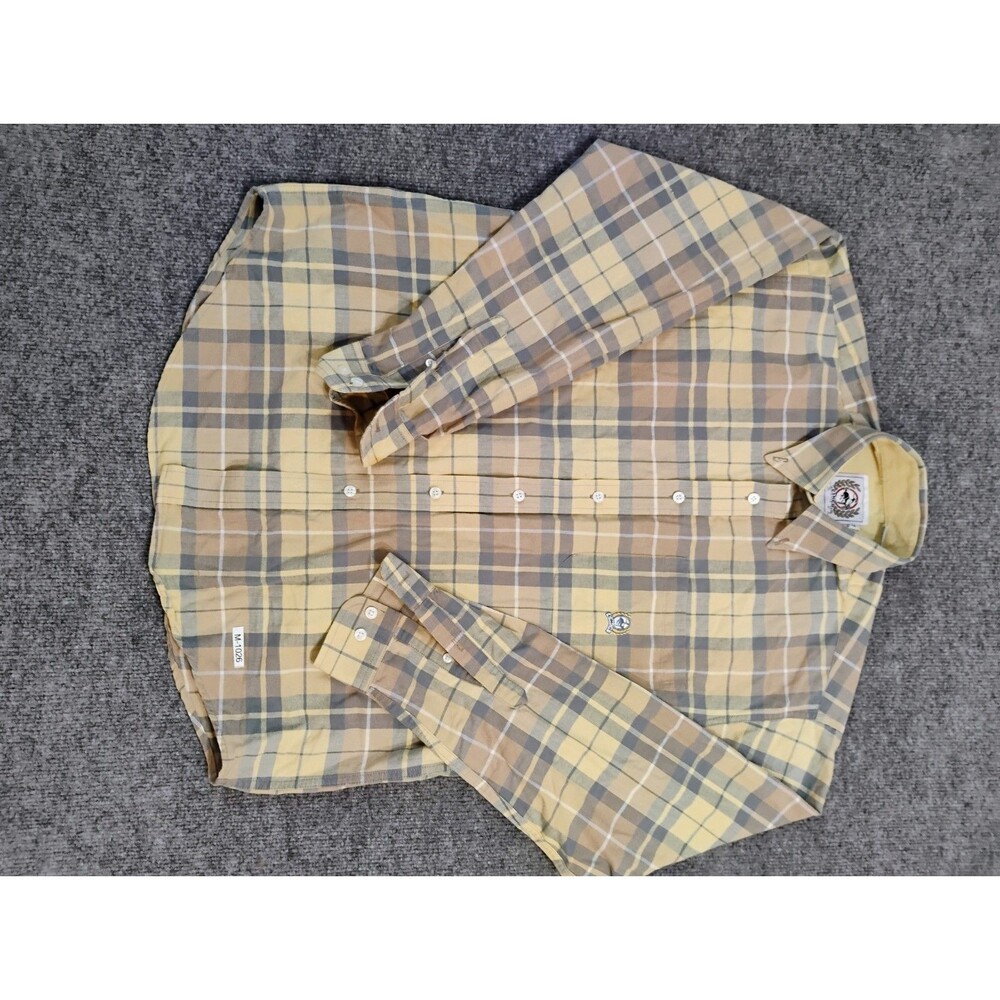 Cinch Mens Plaid Pearl Snap Western Shirt Yellow Gray Size Small (stain)